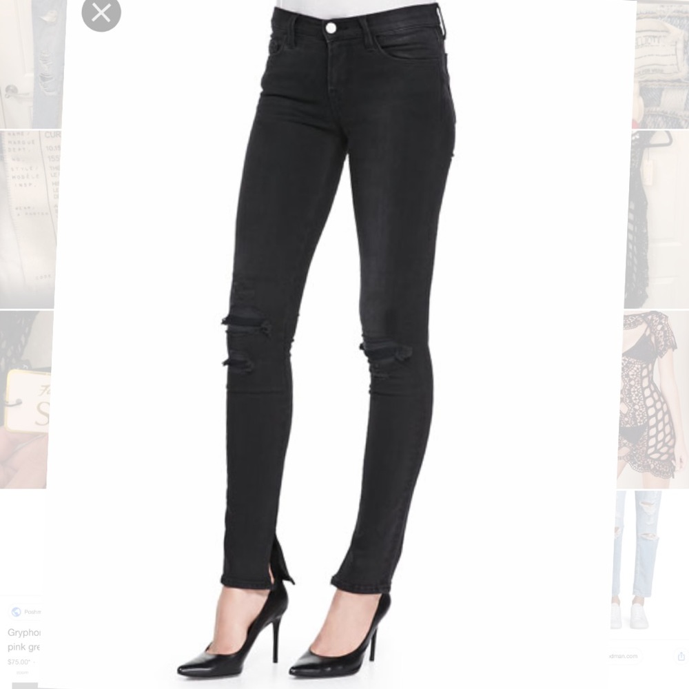 J brand rail cut in breakup jeans in black